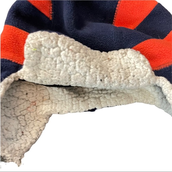 Toddler Boy’s Winter Trapper Hat Sherpa Blue and Orange Ear Flaps - Picture 2 of 5